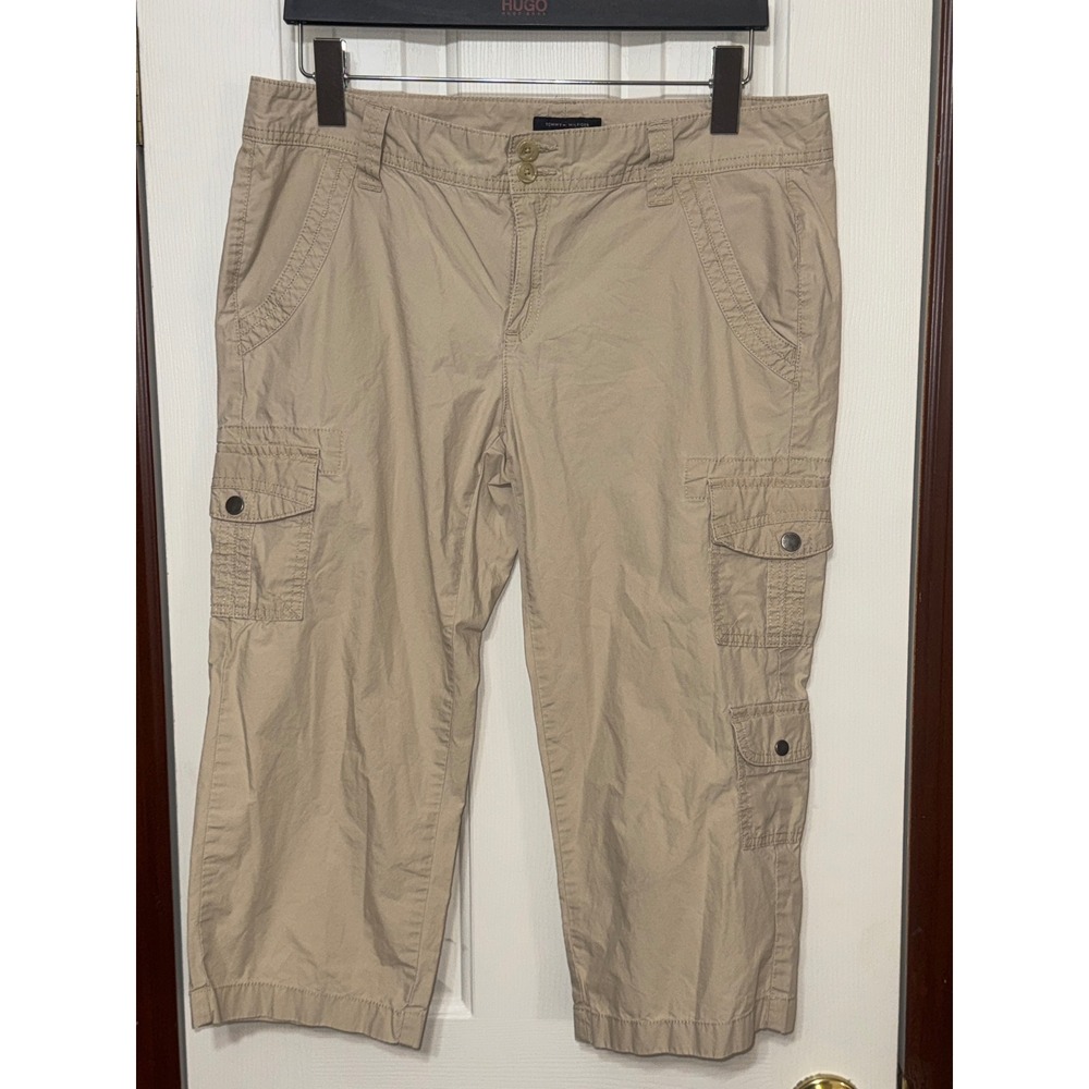 Tommy‎ Hilfiger Womens Beige Cargo Capri Pants Size 10